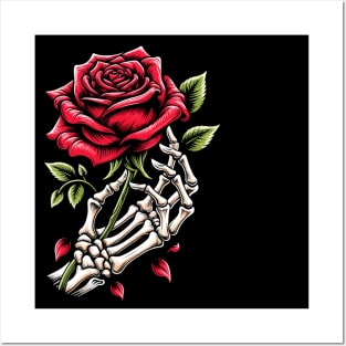 Skeleton Hand Rose Graphic - Gothic Love & Romance Posters and Art